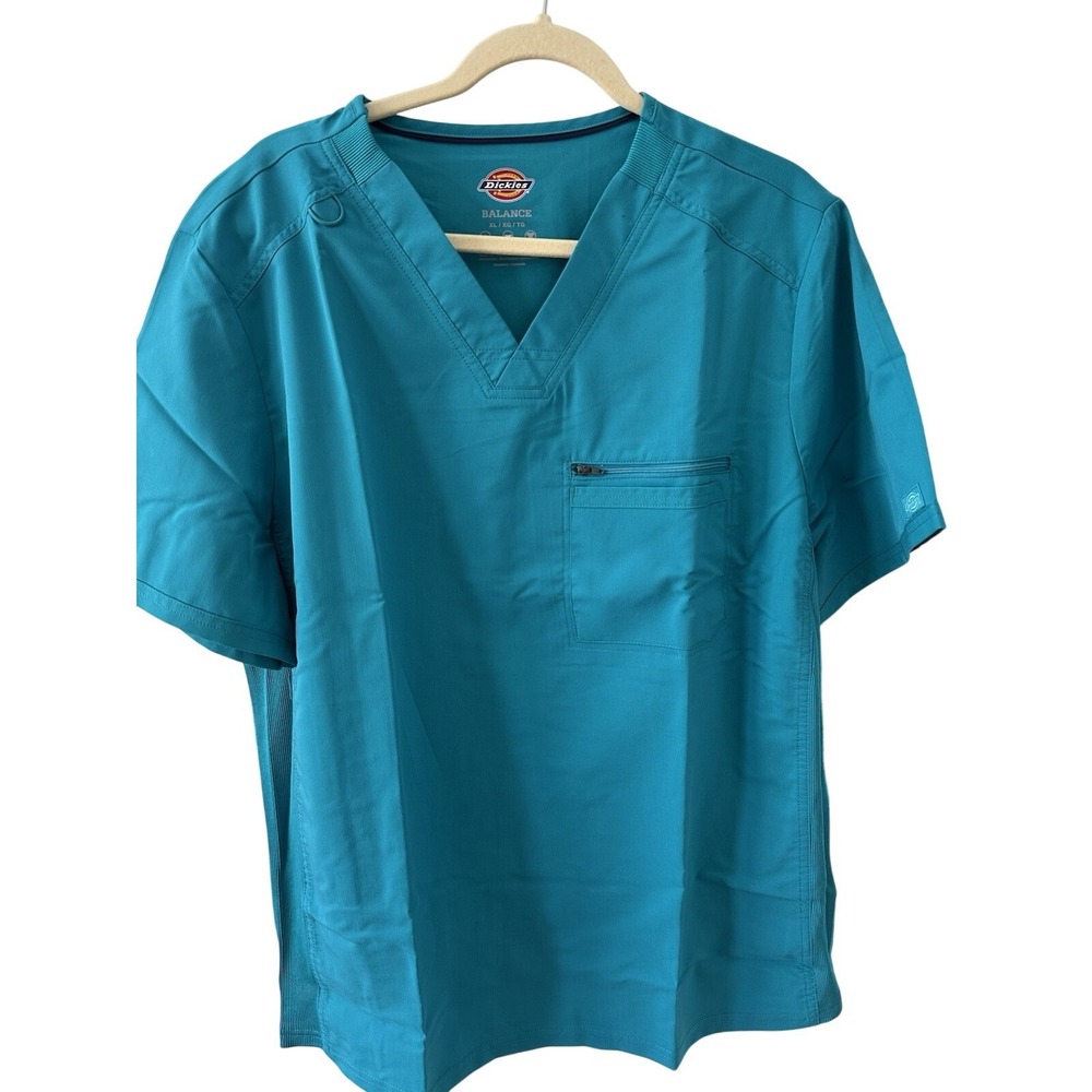 Dickies Balance Scrub Top XL Teal Blue Mens V-Neck DK865 TLB New With Tags‎